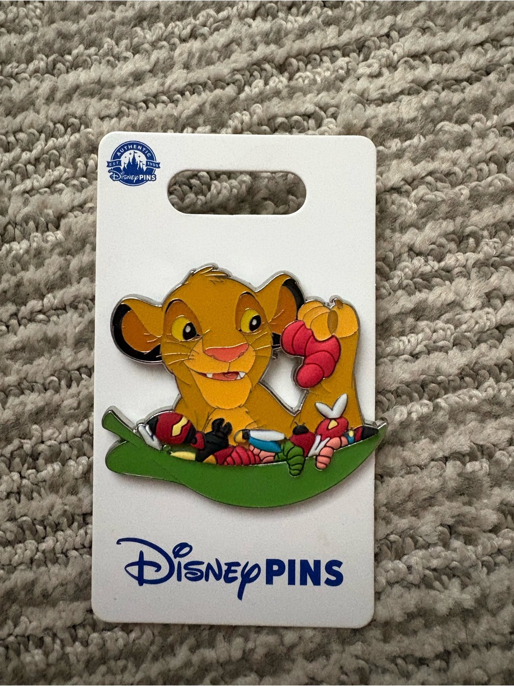 Disney Simba Enamel Pin with Colorful Bugs - Yellow, Green & Red
